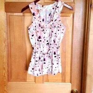 LC Lauren Conrad Cinched Colorful Sleeveless Buttoned Sz. XS Blouse Tunic
